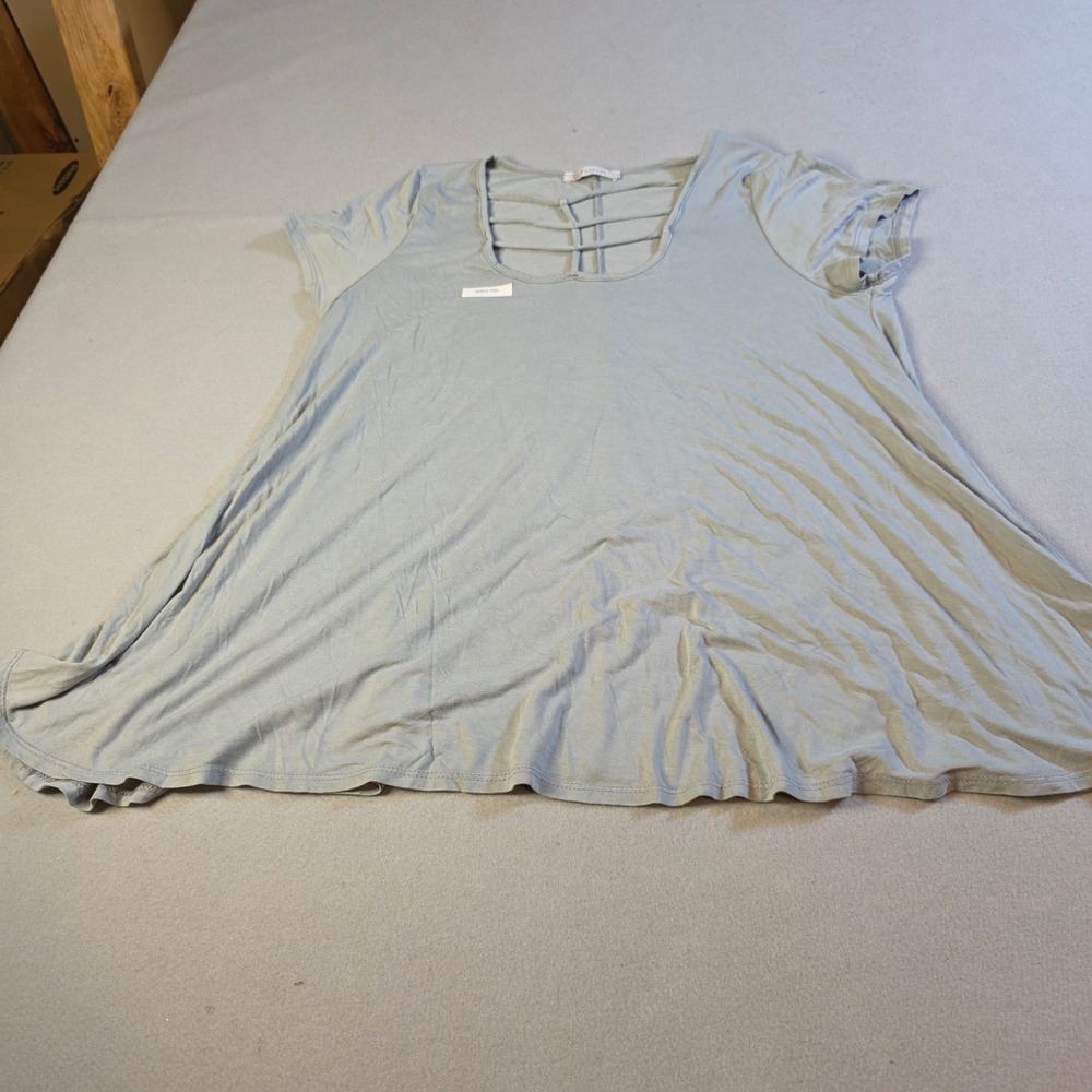 Veveret Womens Strappy Cage Neck Tunic Top Sage Green Size L T25437